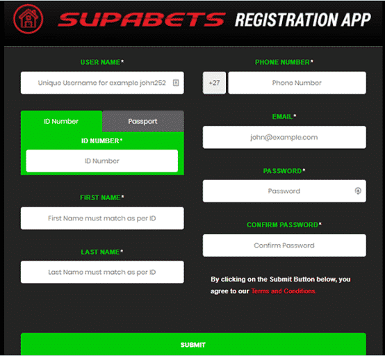 Supabets register