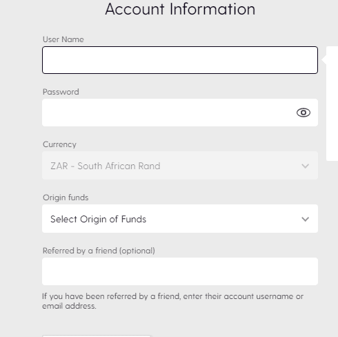 Bet.co.za registration