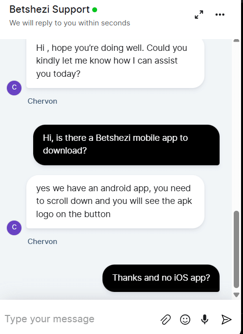 Betshezi customer support