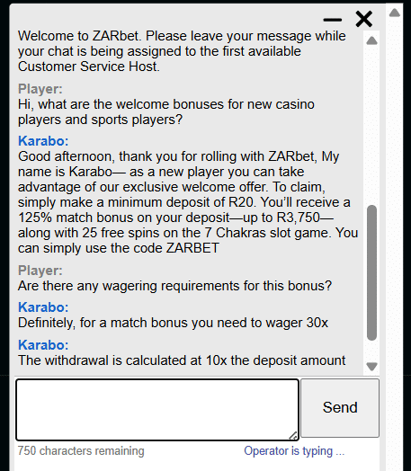 ZARbet customer support