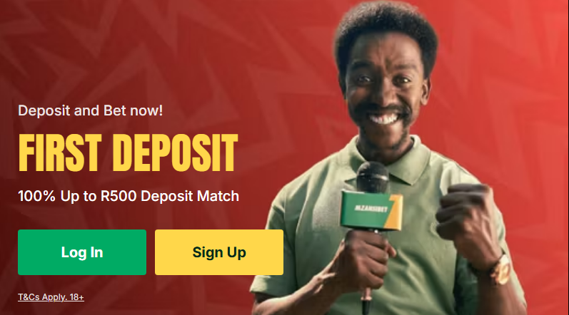 Mzansibet first deposit bonus, 100% Up to R500 Deposit Match