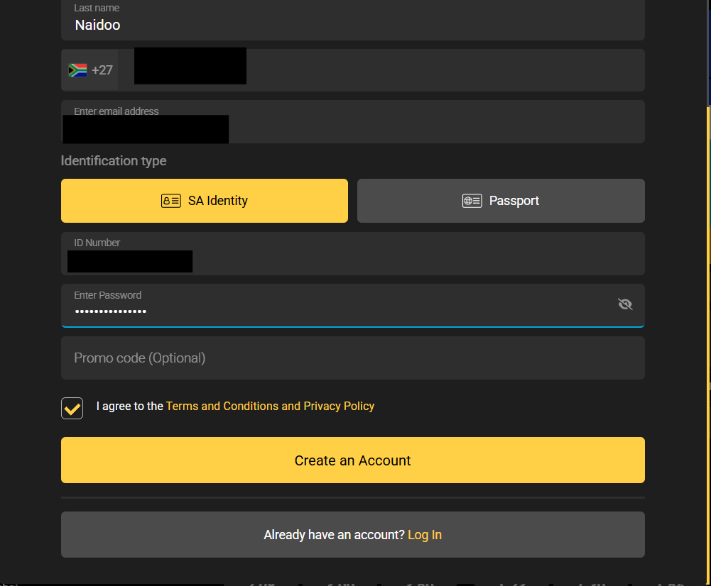 Register with BetXchange South Africa