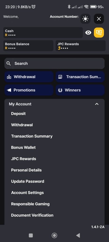 Click Withdrawal in the My Account section.