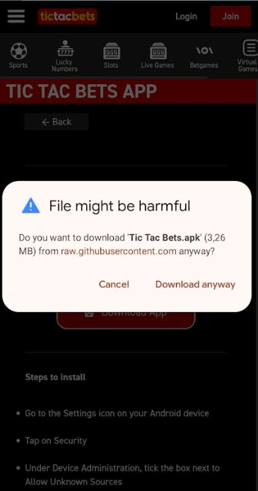 Download Tictacbets mobile app 