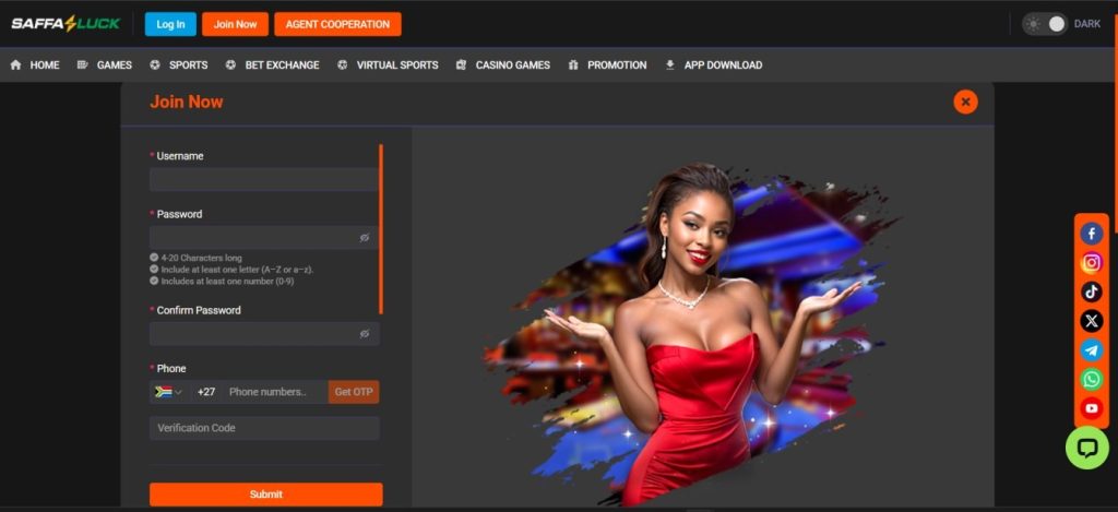How to register with SaffaLuck