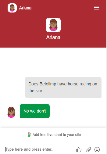 screen shot of the conversation with the Betolimp agent 