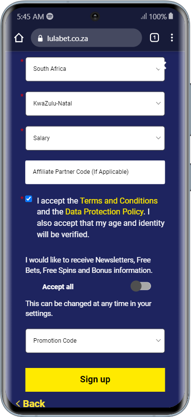 Register with Lulabet 